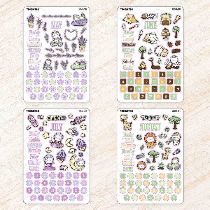 Set #4 May to August stickers sheets