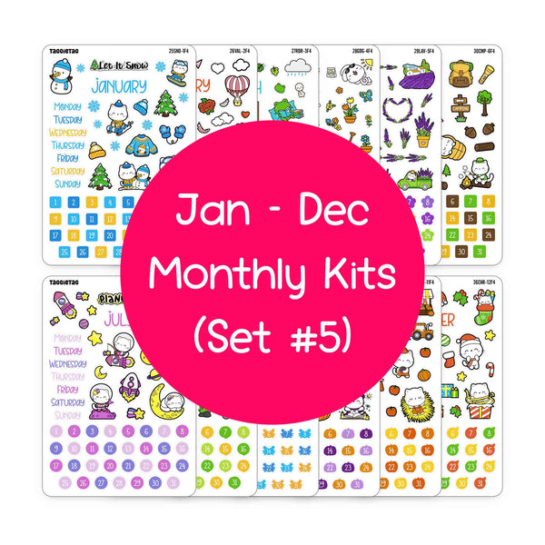 January to December Planner Stickers Bundle (Set #5)