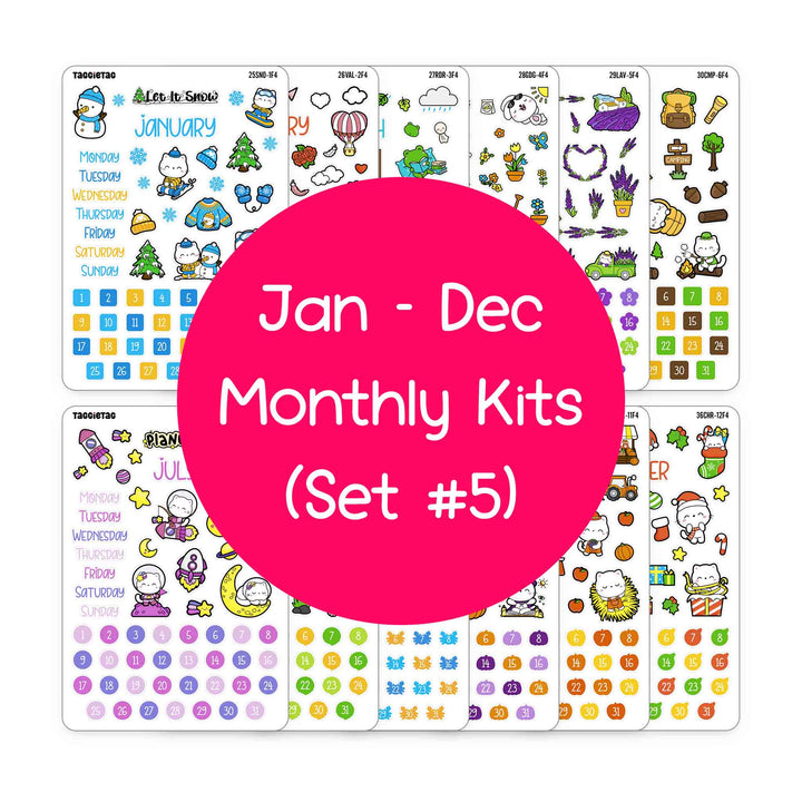 January to December Planner Stickers Bundle (Set #5)