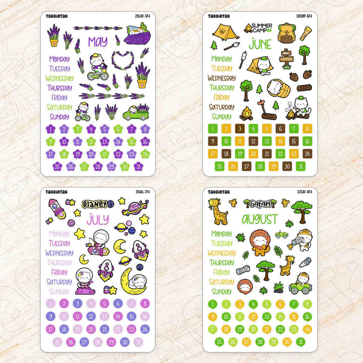 May to August planner sticker sheets