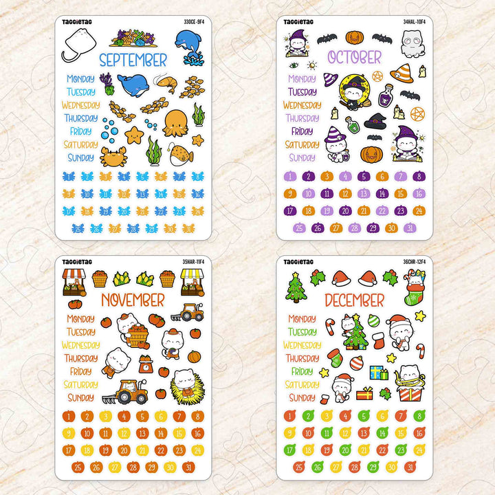 September to December planner sticker sheets