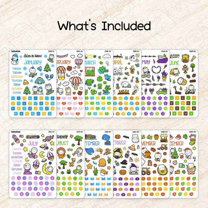 Includes 12 sheets of planner stickers