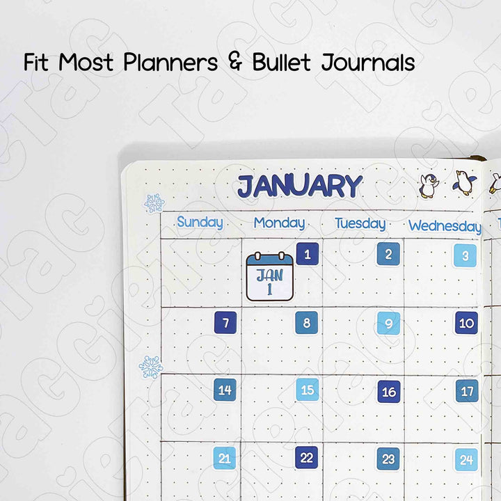 January Winter Themed Planner Stickers fit most planners and bullet journals