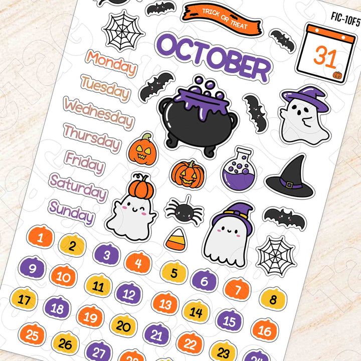 October Halloween Theme Planner Stickers