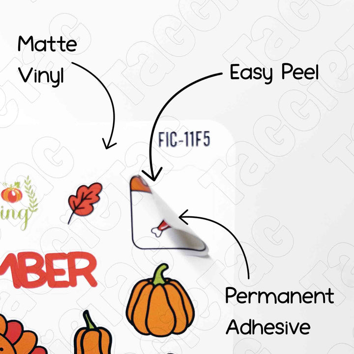 November Thanksgiving Theme Planner Stickers matte vinyl and easy to peel