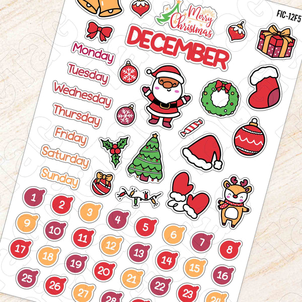 December Christmas Theme Planner Stickers