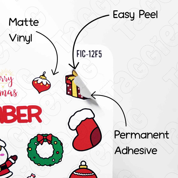 December Christmas Theme Planner Stickers matte vinyl and easy to peel