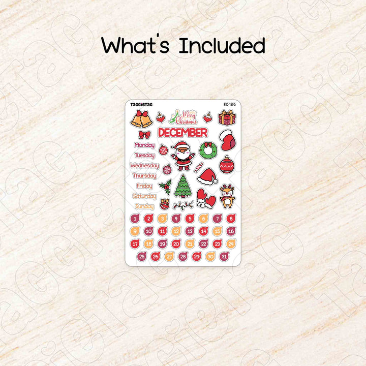 Includes a sheet of December Christmas Theme Planner Stickers