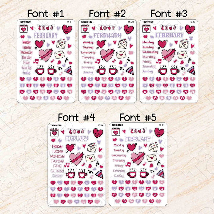 Set #2 January to December Planner Stickers Bundle available in 5 different fonts