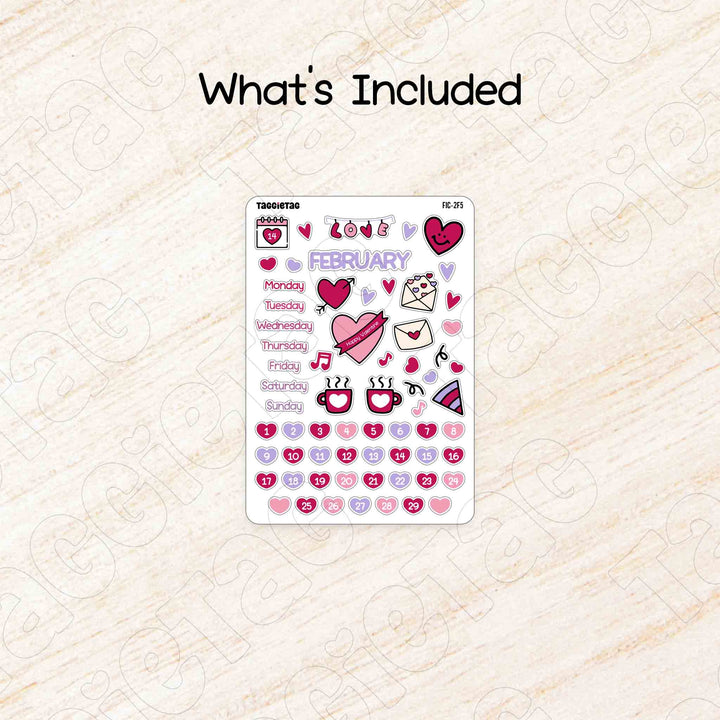 Include 1 sheet of February Valentine Theme Planner Stickers