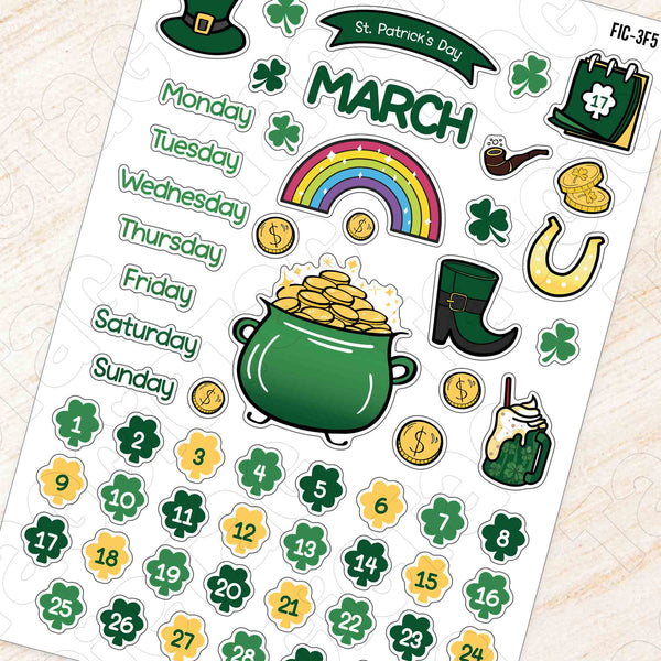 March St. Patrick's Day Theme Planner Stickers