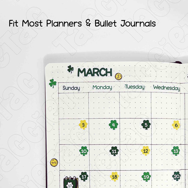 March St. Patrick's Day Theme Planner Stickers fit most planners, planner not included