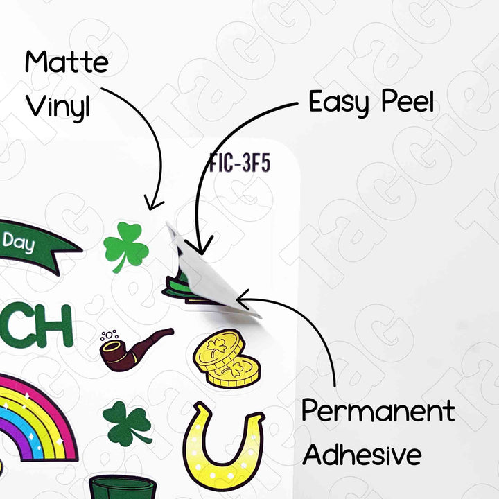 March St. Patrick's Day Theme Planner Stickers matte vinyl and easy peel