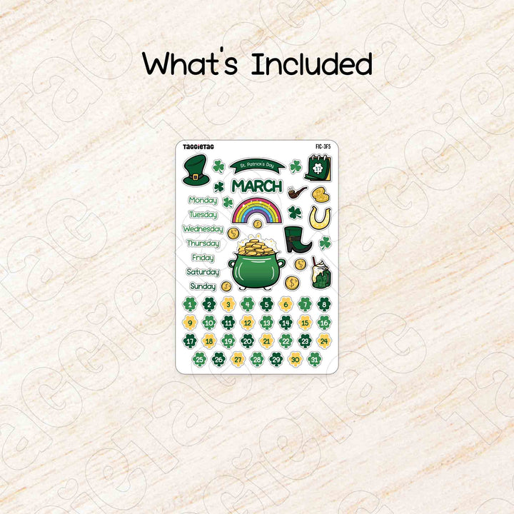 Include 1 sheet of March St. Patrick's Day Theme Planner Stickers