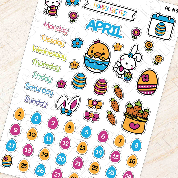 April Easter Theme Planner Stickers