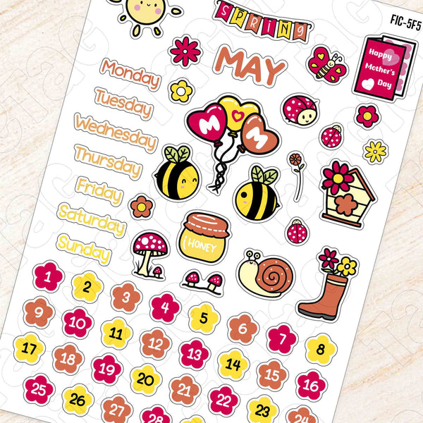 May Spring Theme Planner Stickers