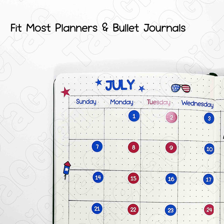 July Independence Day Theme Planner Stickers fit most planners, planner not included