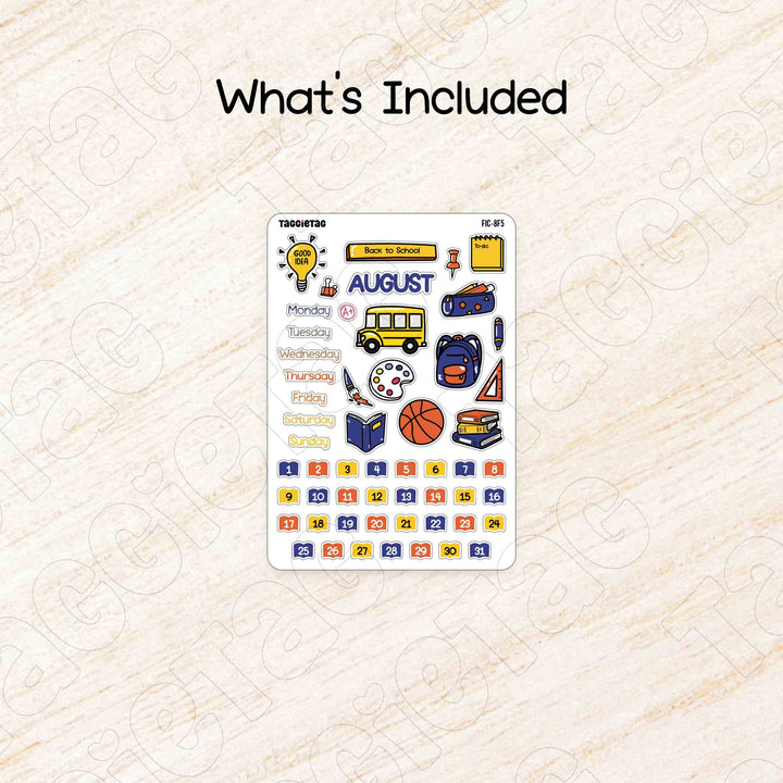 Includes a sheet of August Back-to-School Theme Planner Stickers