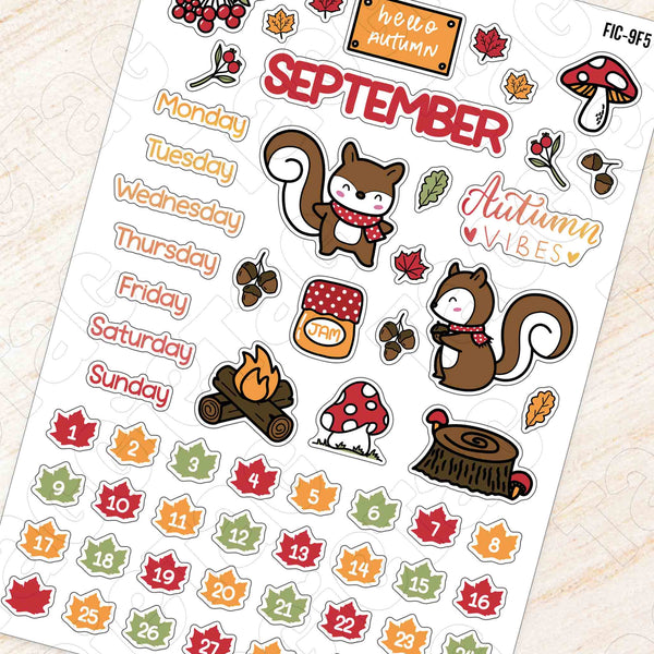 September Autumn Theme Planner Stickers