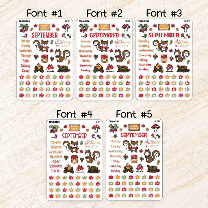 September Fall Sticker September Autumn Theme Planner Stickers | Planner Stickers Monthly Kit ...