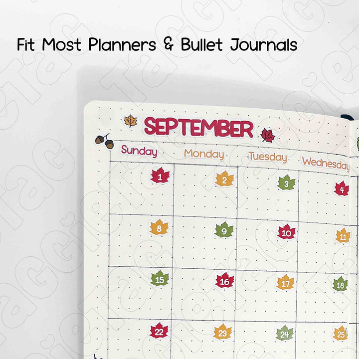 September Autumn Theme Planner Stickers fit most planners, planner not included