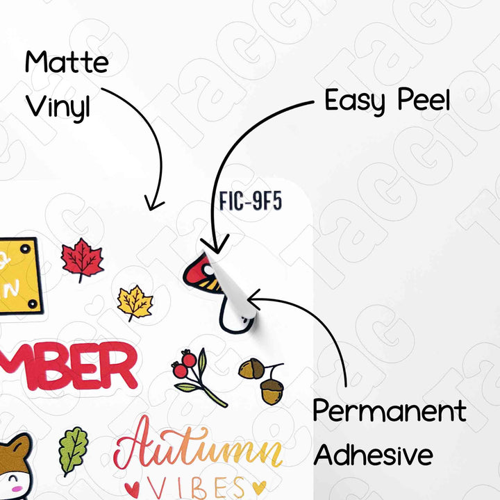 September Autumn Theme Planner Stickers matte vinyl and easy to peel