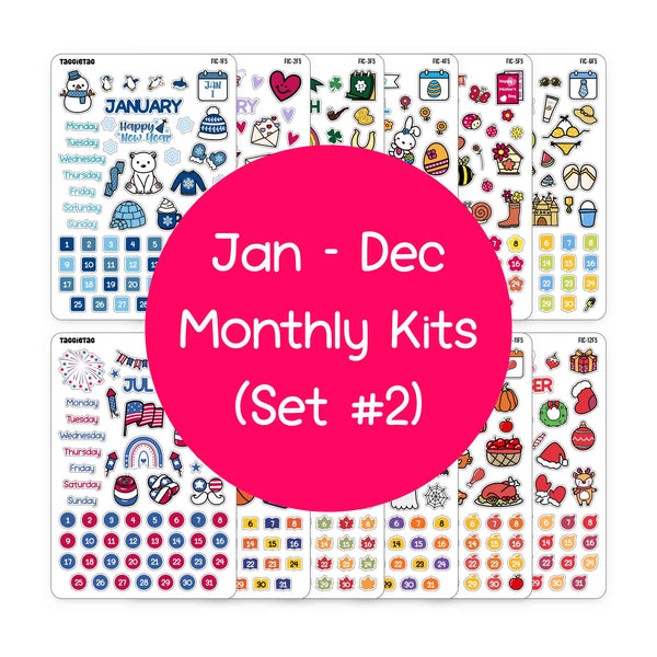 Set #2 January to December Planner Stickers Bundle