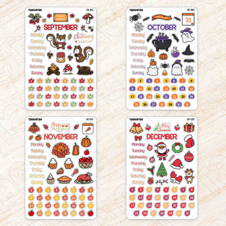 Set #2 January to December Planner Stickers Bundle from September to December