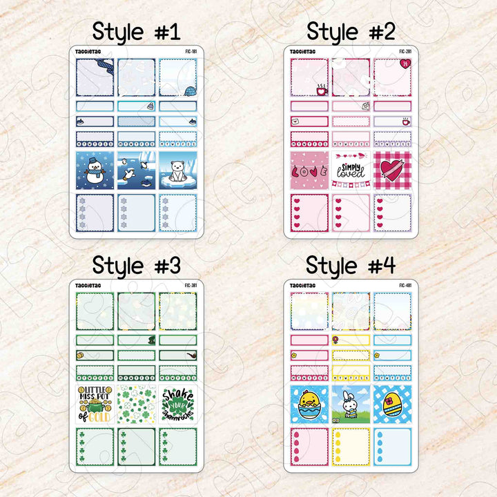 Set #2 A5 Box Stickers Bundle Kit style #1 to style #4