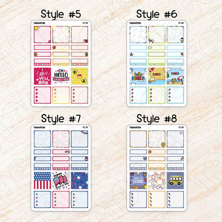 Set #2 A5 Box Stickers Bundle Kit style #5 to style #8