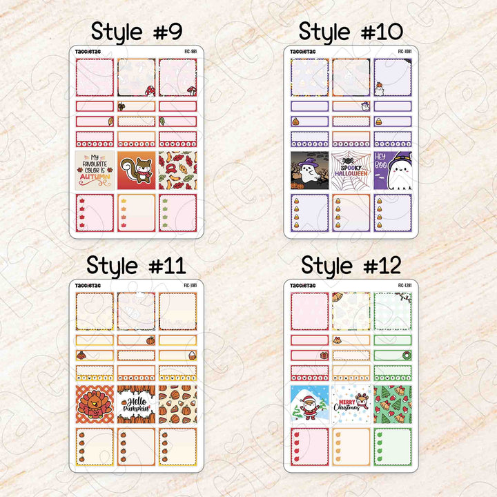 Set #2 A5 Box Stickers Bundle Kit style #9 to style #12