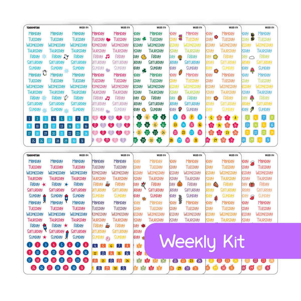 Set #2 Days of the Week Planner Stickers Bundle Kit