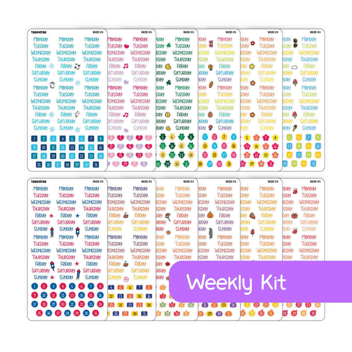 Set #2 Days of the Week Planner Stickers Bundle Kit