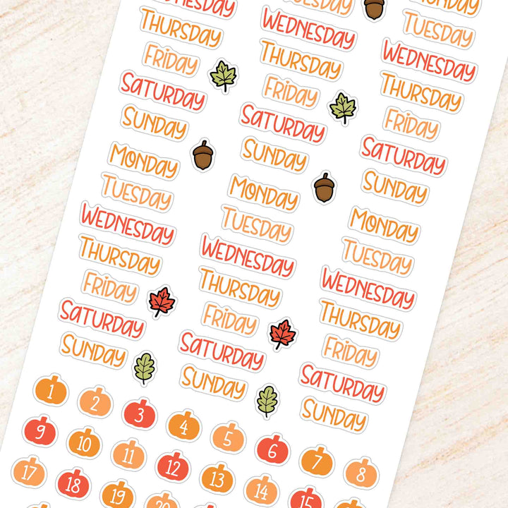 October Autumn Weekly Planner Sticker Kit