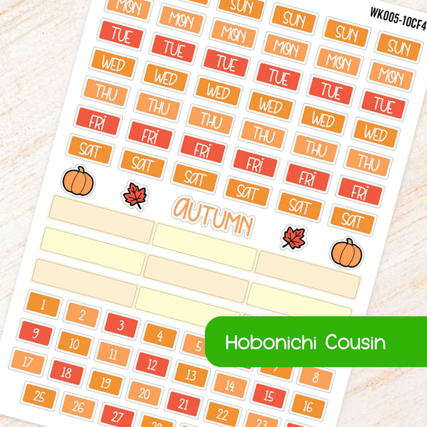 October Autumn Hobonichi Cousin A5 Weekly Planner Sticker Kit
