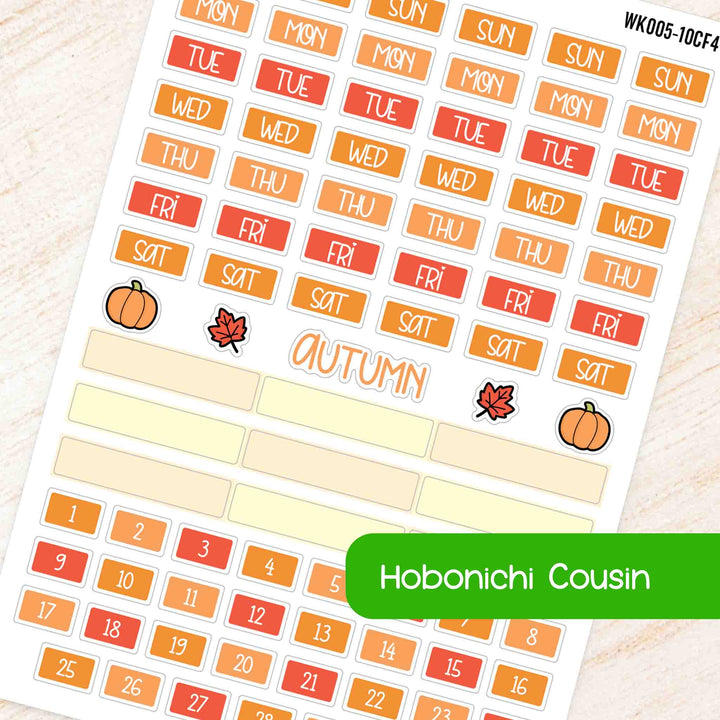 October Autumn Hobonichi Cousin A5 Weekly Planner Sticker Kit