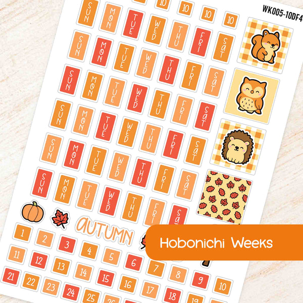 October Autumn Hobonichi Weeks Weekly Planner Sticker Kit