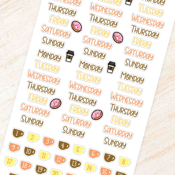 November Coffee & Bakery Weekly Planner Sticker Kit