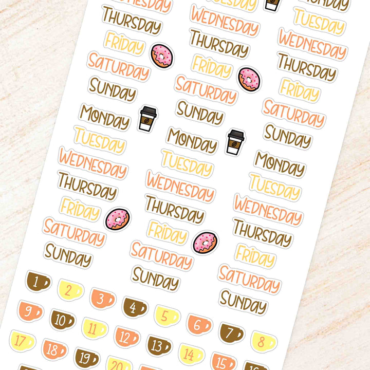 November Coffee & Bakery Weekly Planner Sticker Kit