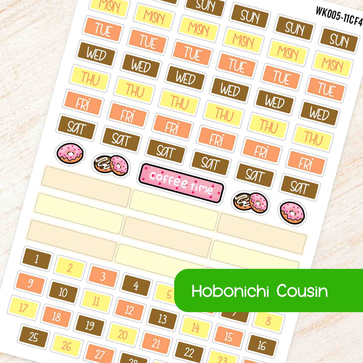 November Coffee & Bakery Hobonichi Cousin A5 Weekly Planner Sticker Kit