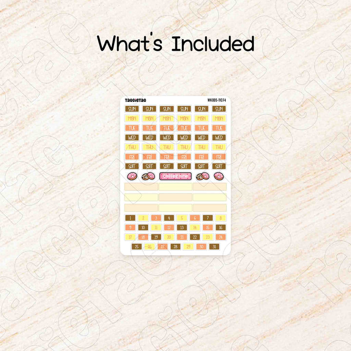 Includes a sheet of November Coffee & Bakery Hobonichi Cousin A5 Weekly Planner Sticker Kit