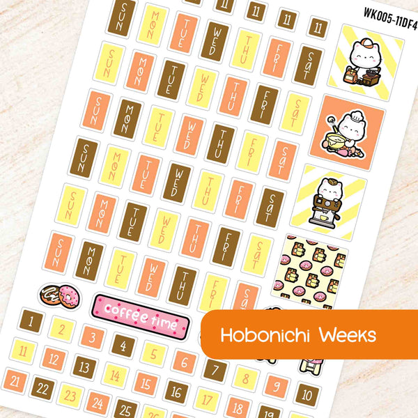 November Coffee & Bakery Hobonichi Weeks Weekly Planner Sticker Kit