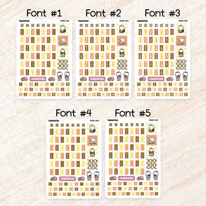 November Coffee & Bakery Hobonichi Weeks Weekly Planner Sticker Kit available in 5 different fonts