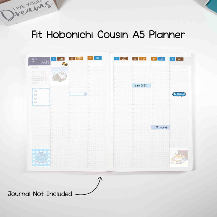 Fit Hobonichi Cousin A5 Planner. Journal not included