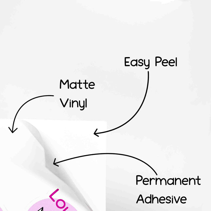 Easy to peel, matte vinyl, permanent adhesive