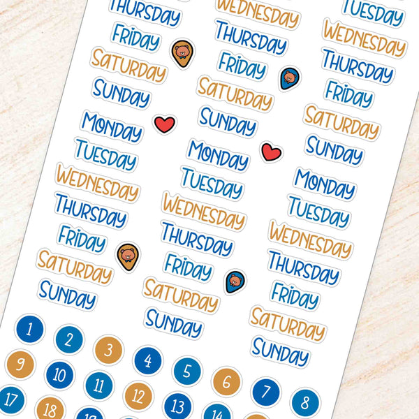 June Travel Weekly Planner Sticker Kit | Blue, Yellow Theme