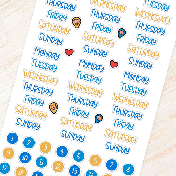 June Travel Weekly Planner Sticker Kit | Blue, Yellow Theme