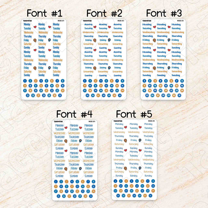 June Travel Weekly Planner Sticker Kit | Blue, Yellow Theme available in 5 different fonts