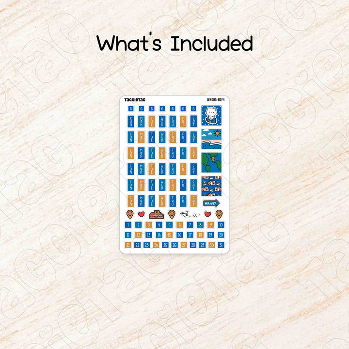 Includes a sheet of June Travel Hobonichi Weeks Weekly Planner Sticker Kit
