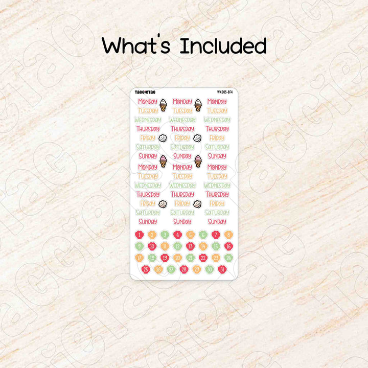 Includes a sheet of August Summer Weekly Planner Sticker Kit